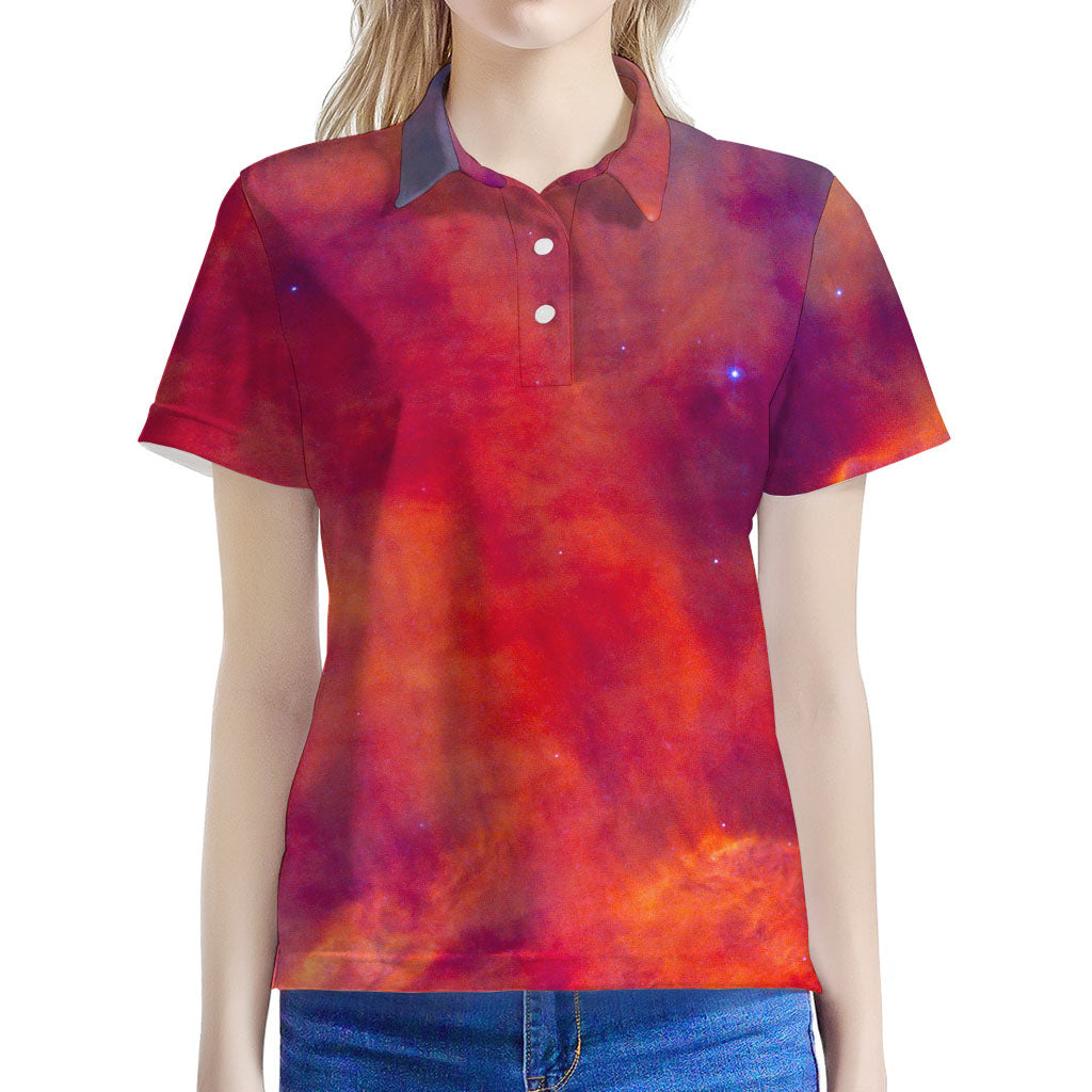 Abstract Nebula Cloud Galaxy Space Print Women's Polo Shirt