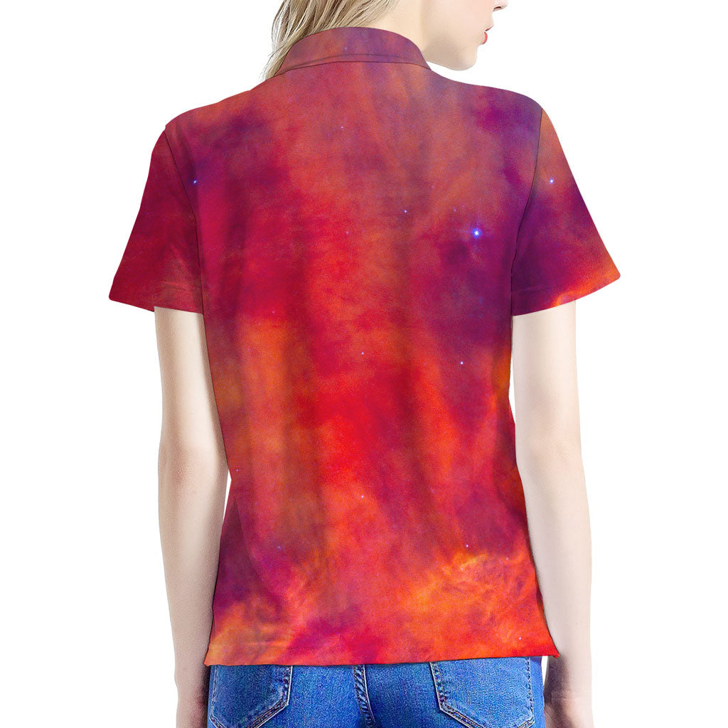 Abstract Nebula Cloud Galaxy Space Print Women's Polo Shirt