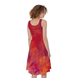 Abstract Nebula Cloud Galaxy Space Print Women's Sleeveless Dress