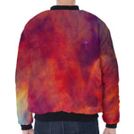 Abstract Nebula Cloud Galaxy Space Print Zip Sleeve Bomber Jacket