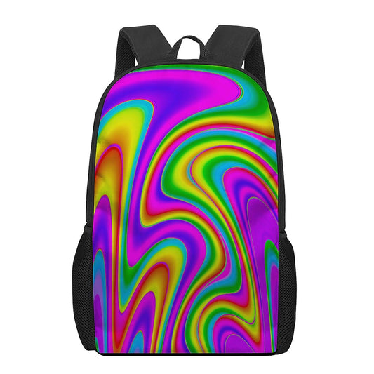 Abstract Neon Trippy Print 17 Inch Backpack
