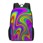 Abstract Neon Trippy Print 17 Inch Backpack