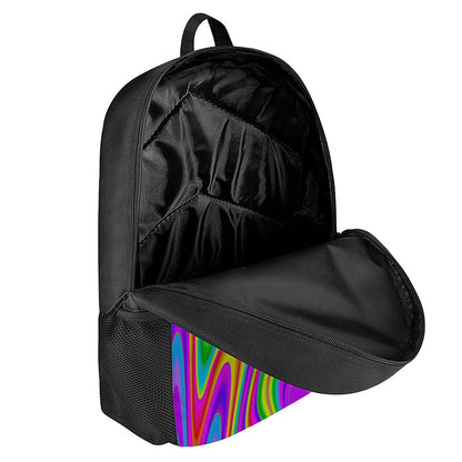 Abstract Neon Trippy Print 17 Inch Backpack