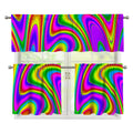Abstract Neon Trippy Print 3 Piece Kitchen Curtains