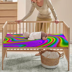 Abstract Neon Trippy Print Baby Crib Sheet