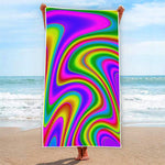 Abstract Neon Trippy Print Beach Towel