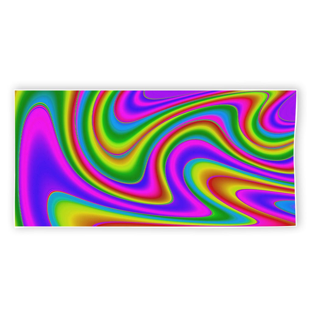 Abstract Neon Trippy Print Beach Towel