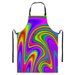 Abstract Neon Trippy Print Bib Apron With Pocket