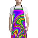 Abstract Neon Trippy Print Bib Apron With Pocket