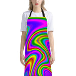 Abstract Neon Trippy Print Bib Apron With Pocket
