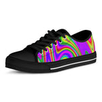 Abstract Neon Trippy Print Black Low Top Sneakers