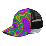 Abstract Neon Trippy Print Black Mesh Trucker Cap