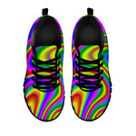 Abstract Neon Trippy Print Black Running Shoes