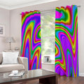 Abstract Neon Trippy Print Dimout Grommet Curtains