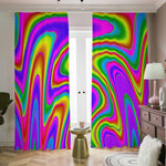 Abstract Neon Trippy Print Blackout Pencil Pleat Curtains