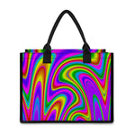 Abstract Neon Trippy Print Canvas Tote Bag