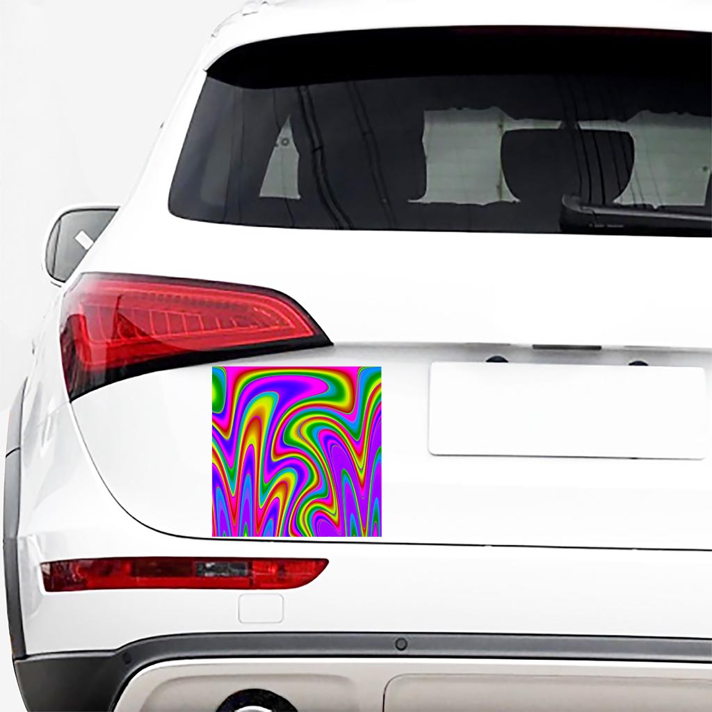 Abstract Neon Trippy Print Car Sticker