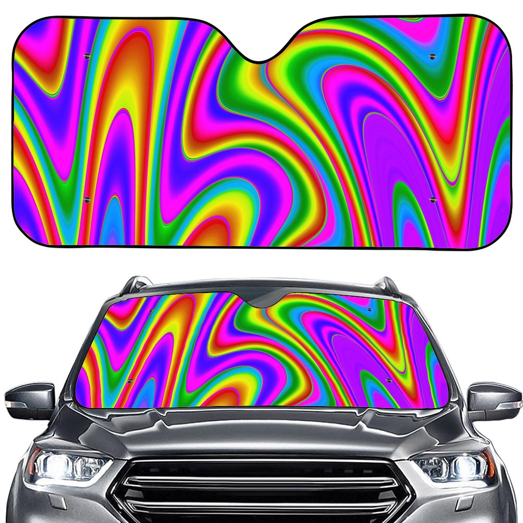 Abstract Neon Trippy Print Car Windshield Sun Shade