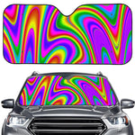 Abstract Neon Trippy Print Car Windshield Sun Shade