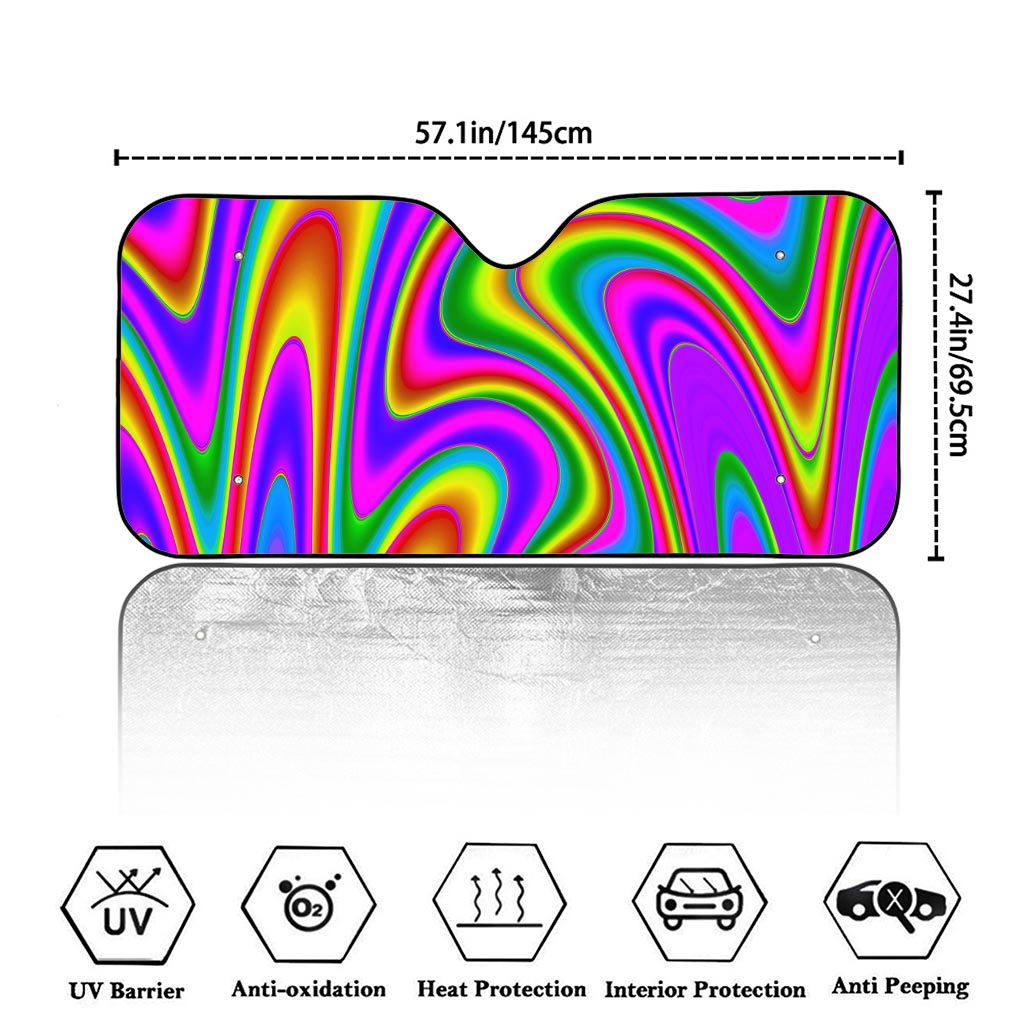 Abstract Neon Trippy Print Car Windshield Sun Shade