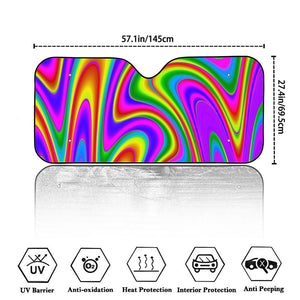 Abstract Neon Trippy Print Car Windshield Sun Shade