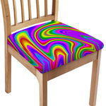 Abstract Neon Trippy Print Chair Cushion Cover