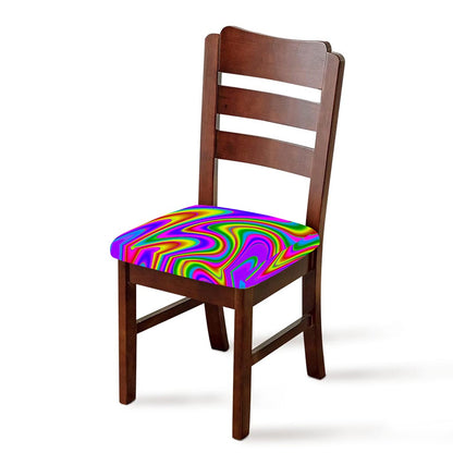 Abstract Neon Trippy Print Chair Cushion Cover
