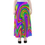 Abstract Neon Trippy Print Chiffon Maxi Skirt