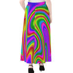 Abstract Neon Trippy Print Chiffon Maxi Skirt