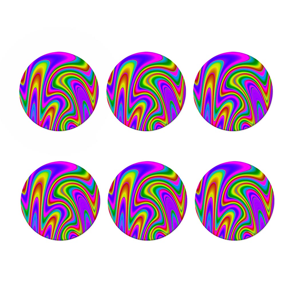 Abstract Neon Trippy Print Coaster Set