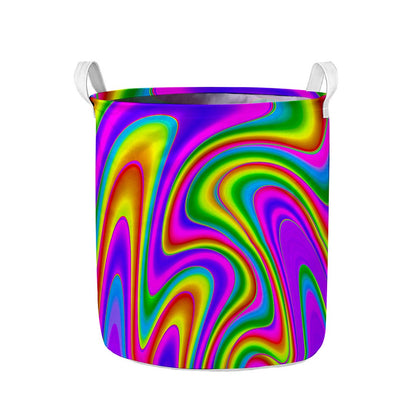 Abstract Neon Trippy Print Collapsible Laundry Basket
