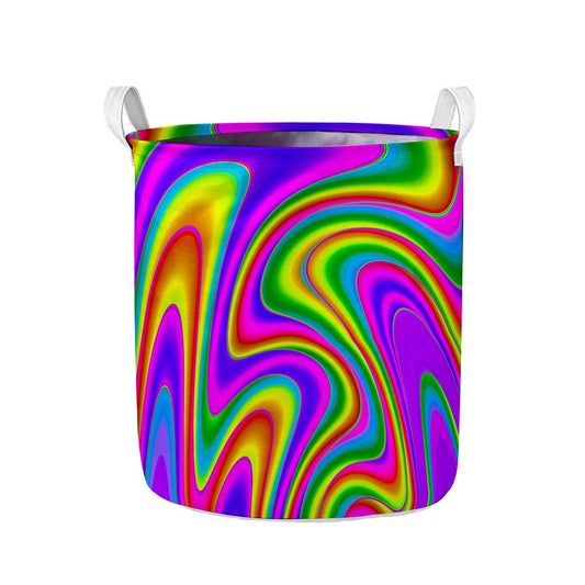 Abstract Neon Trippy Print Collapsible Laundry Basket