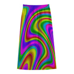 Abstract Neon Trippy Print Cotton Front Slit Maxi Skirt