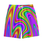 Abstract Neon Trippy Print Cotton Shorts