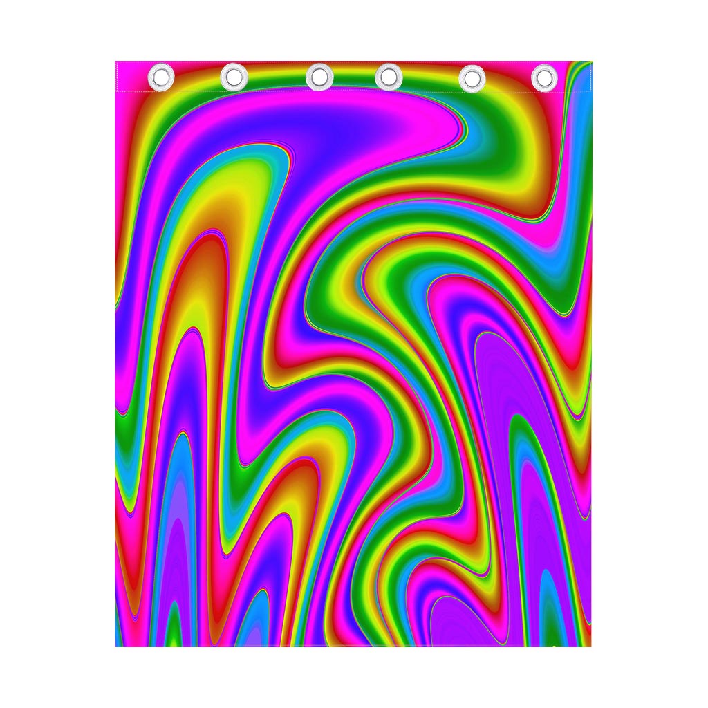Abstract Neon Trippy Print Curtain