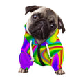 Abstract Neon Trippy Print Dog Zip Up Hoodie