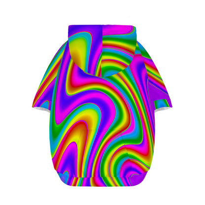 Abstract Neon Trippy Print Dog Zip Up Hoodie