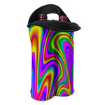 Abstract Neon Trippy Print Double Neoprene Wine Tote