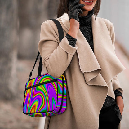 Abstract Neon Trippy Print Double Strap Bible Bag