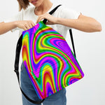 Abstract Neon Trippy Print Drawstring Backpack