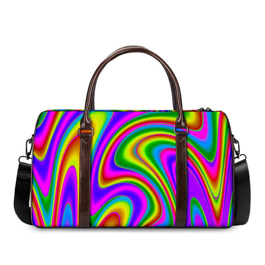 Abstract Neon Trippy Print Duffle Bag