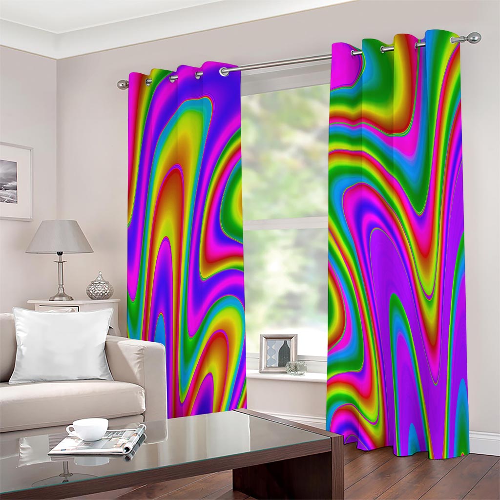 Abstract Neon Trippy Print Extra Wide Grommet Curtains