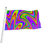 Abstract Neon Trippy Print Flag