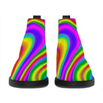 Abstract Neon Trippy Print Flat Ankle Boots