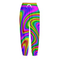 Abstract Neon Trippy Print Fleece Lined Knit Pants