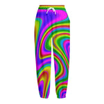 Abstract Neon Trippy Print Fleece Lined Knit Pants