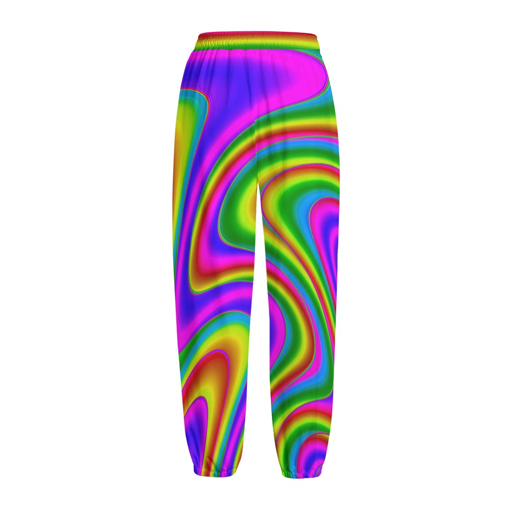 Abstract Neon Trippy Print Fleece Lined Knit Pants