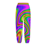 Abstract Neon Trippy Print Fleece Lined Knit Pants