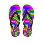 Abstract Neon Trippy Print Flip Flops