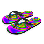 Abstract Neon Trippy Print Flip Flops